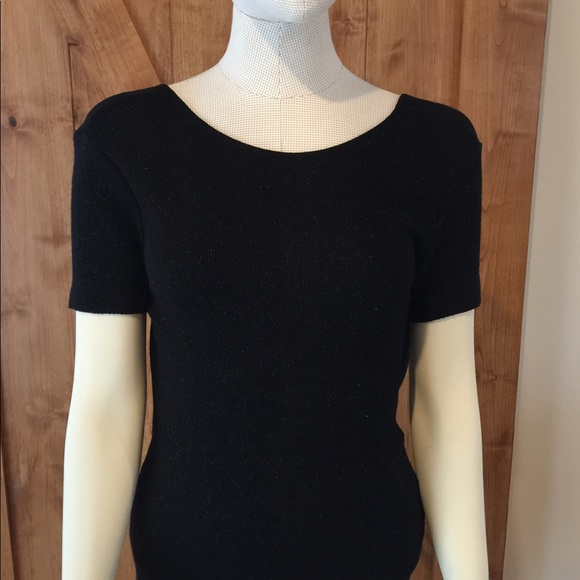 Zara knit black shimmer dress with deep v back - Picture 6 of 6